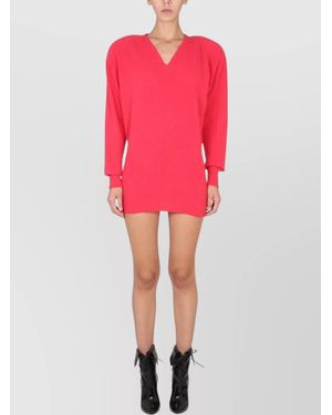 Philosophy Cashmere V-Neck Mini Dress - Red