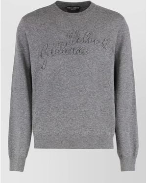 Dolce & Gabbana Virgin Wool Regular Fit Crew Neck Jumper - Grey