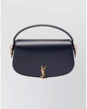 Saint Laurent Box Leather Cross-Body Bag Detachable Strap - Blue