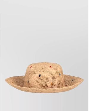 Paul Smith Hat Swirl Pattern Wide Brim - Natural