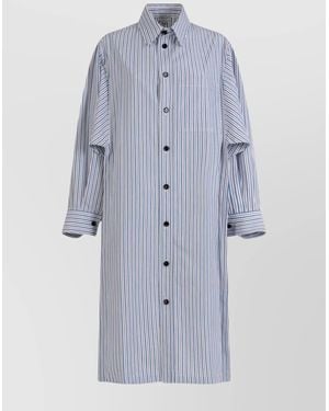 Bottega Veneta Cotton Striped Knee-Length Dress - Blue