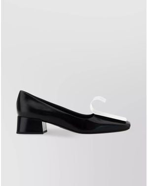 Prada Leather Pumps With Block Heel And Decorative Detail - Black
