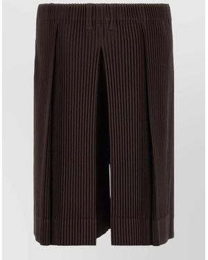 Homme Plissé Issey Miyake Pleated Wide-Leg Bermuda Shorts - Black