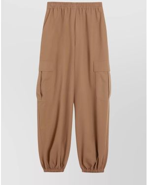 Max Mara Cargo Trousers With Elastic Waistband And Cuffs - Brown