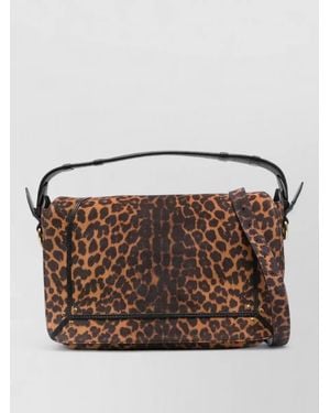 Jérôme Dreyfuss Shoulder Bag Leopard Pattern Calf Suede - Brown