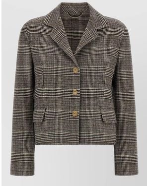 Ermanno Scervino Cropped Checked Single-Breasted Coat - Grey