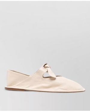 Hereu Llasada Flat Ballerina Shoes Knot Detail - Natural