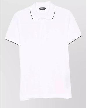 Tom Ford Pique Polo Shirt Short Sleeves Tipping Detail - White