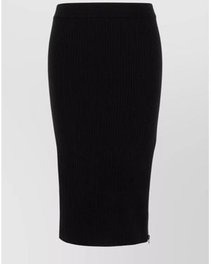 Tom Ford Ribbed Silk Midi Pencil Skirt - Black