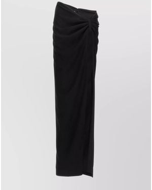 Monot Long Draped High-Waisted Midi Skirt - Black