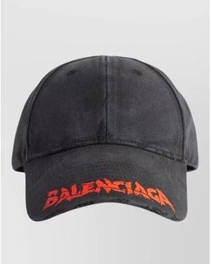 Balenciaga Casual Cap Curved Brim Distressed Detailing - Gray