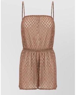 Missoni Beachwear Sheer Textured Dress Spaghetti Straps - Brown