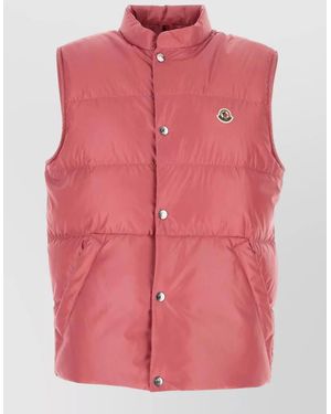 Moncler Restigo Polyester Down Sleeveless Jacket Pockets - Pink