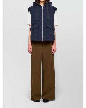 OOF WEAR Hooded Nylon Quilted Sleeveless Vest - Blue