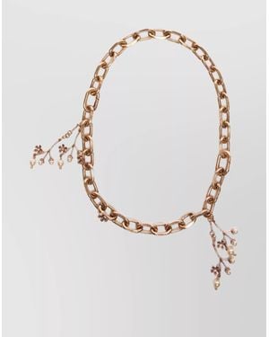 Max Mara Chain Necklace With Flower And Pearl Pendants - Natural