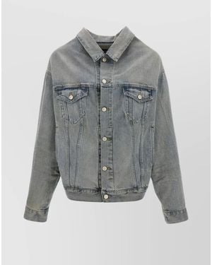 Balenciaga Denim Off-Shoulder Jacket - Grey