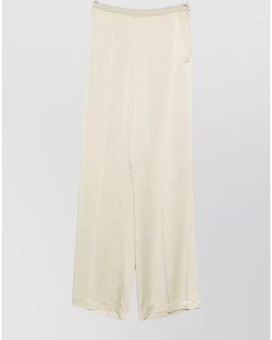 forte_forte High Waist Satin Wide Leg Trousers - White