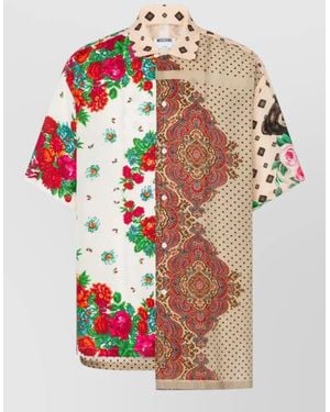 Moschino Silk Paisley Polka-Dot Short-Sleeve Shirt - Multicolour