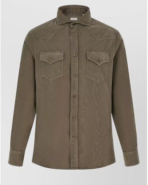 Brunello Cucinelli Corduroy Easy-Fit Shirt - Green