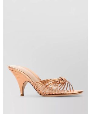 Gianvito Rossi Malè Leather Mules Metallic Kitten Heel - Pink