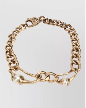 Weekend by Maxmara Metal Chain Bracelet Pearls Detail - Metallic