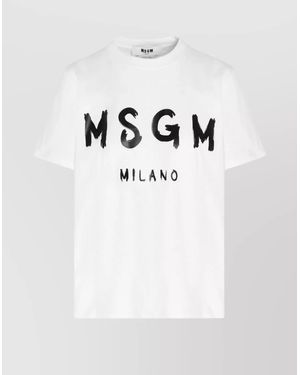 MSGM Logo Print Cotton T-Shirt - White