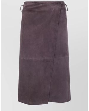 Semicouture Leather Wrap Skirt - Purple