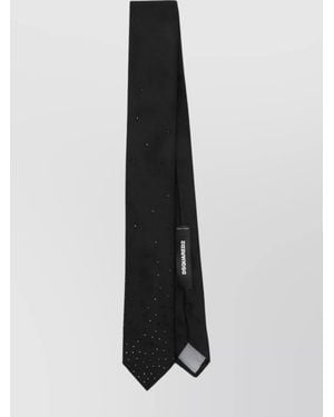 DSquared² Crystal Embellished Satin Slim Tie - White