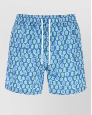 Fedeli Printed Swim Shorts - Blue