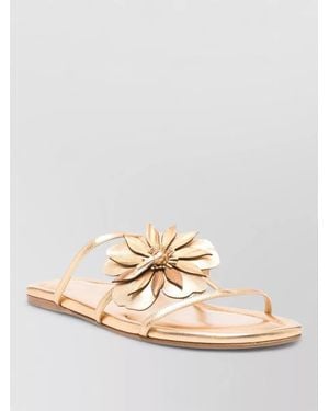 Zimmermann Belara Leather Flat Slide Sandals Floral - Metallic