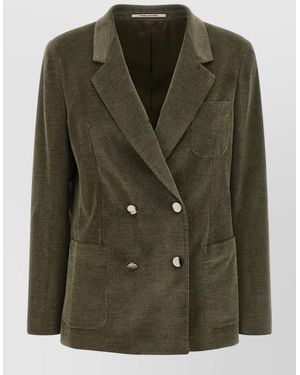 Tagliatore Corduroy Double-Breasted Blazer - Green