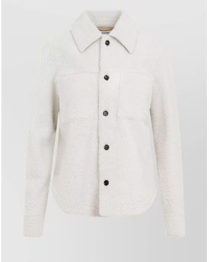 Bottega Veneta Shearling Oversized Shirt Jacket - White