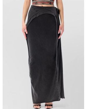 OTTOLINGER High Waist Wrap Maxi Skirt Side Drape - Black