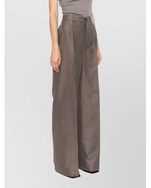 Rick Owens High Waist Wide Leg Tailored Trousers - Brown