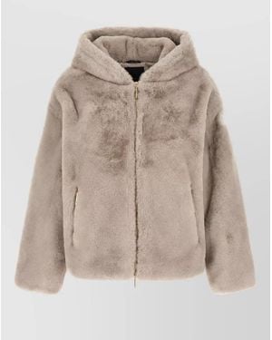 Tatras Plush Hooded Faux Fur Coat - Natural