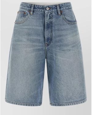 MM6 by Maison Margiela High Waist Carré Denim Bermuda Shorts - Blue