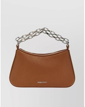 McQueen Mini Grained Leather Crossbody Bag - Brown