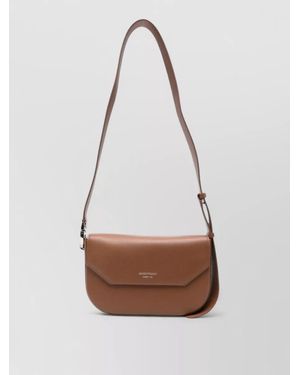 Emporio Armani Leather Crossbody Bag Adjustable Strap Textured - White