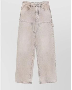 Amiri Wide-Leg Distressed Denim Pants With Carpenter Style - White