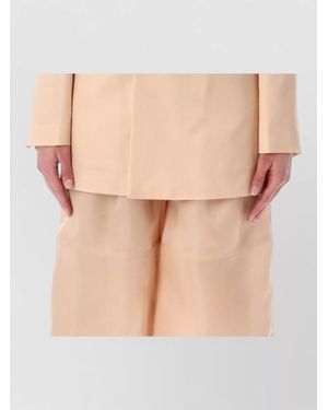 Alberta Ferretti Silk Double-Breasted V-Neck Blazer - Natural
