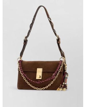 Prada Suede Soft Sound Small Chain Shoulder Bag - White