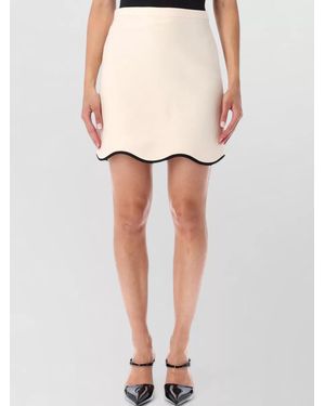 Valentino Garavani Crepe Couture Mini Skirt Scalloped Hem - White