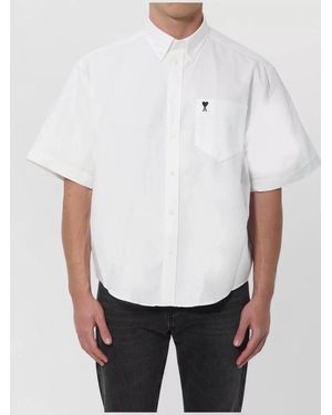 Ami Paris De Coeur Boxy Relaxed Cotton Shirt - White