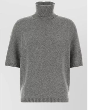 Alaïa Stretch Cashmere Blend High Neck Sweater - Gray