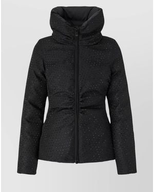 Pinko Crystal-Embellished Cropped Down Jacket - Black