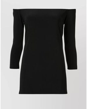 Norma Kamali Off-Shoulder Slim-Fit 3/4-Sleeve Blouse - Black