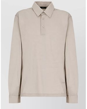 Herno Wool Long-Sleeve Polo Shirt - Natural