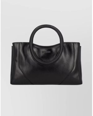 STAUD Na Leather Satchel Bag - Black