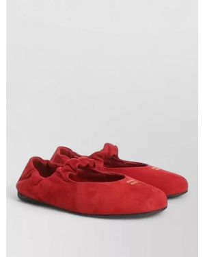 Miu Miu Suede Ballet Flats Elastic Trim Design - Red