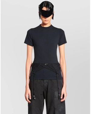 Balenciaga T-Shirt Decorated Straps - Black